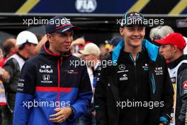 (L to R): Alexander Albon (THA) Scuderia Toro Rosso with George Russell (GBR) Williams Racing on the drivers parade. 28.07.2019. Formula 1 World Championship, Rd 11, German Grand Prix, Hockenheim, Germany, Race Day.