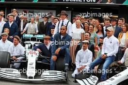 Lewis Hamilton (GBR) Mercedes AMG F1, Toto Wolff (GER) Mercedes AMG F1 Shareholder and Executive Director; Valtteri Bottas (FIN) Mercedes AMG F1, and the team wear vintage clothing to celebrate 125 years in motorsport. 28.07.2019. Formula 1 World Championship, Rd 11, German Grand Prix, Hockenheim, Germany, Race Day.