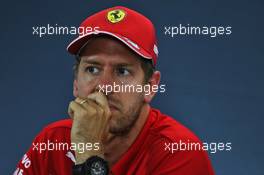 Sebastian Vettel (GER) Ferrari in the FIA Press Conference. 25.07.2019. Formula 1 World Championship, Rd 11, German Grand Prix, Hockenheim, Germany, Preparation Day.