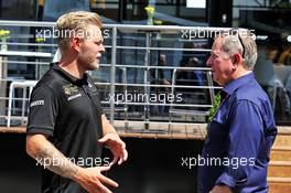 (L to R): Kevin Magnussen (DEN) Haas F1 Team with Martin Brundle (GBR) Sky Sports Commentator. 25.07.2019. Formula 1 World Championship, Rd 11, German Grand Prix, Hockenheim, Germany, Preparation Day.