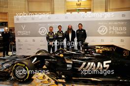 (L to R): William Storey (GBR) Rich Energy CEO; Romain Grosjean (FRA) Haas F1 Team; Kevin Magnussen (DEN) Haas F1 Team; Guenther Steiner (ITA) Haas F1 Team Prinicipal. 27.02.2019. Haas F1 Team Livery Unveil, The Royal Automobile Club, London, England.