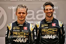 (L to R): Kevin Magnussen (DEN) Haas F1 Team with team mate Romain Grosjean (FRA) Haas F1 Team. 27.02.2019. Haas F1 Team Livery Unveil, The Royal Automobile Club, London, England.