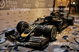 New livery on the Haas VF-18 with Rich Energy title sponsorship. 27.02.2019. Haas F1 Team Livery Unveil, The Royal Automobile Club, London, England.