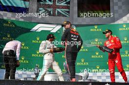 The podium (L to R): James Vowles (GBR) Mercedes AMG F1 Chief Strategist; Lewis Hamilton (GBR) Mercedes AMG F1, race winner; Sebastian Vettel (GER) Ferrari, third; Max Verstappen (NLD) Red Bull Racing, second. 04.08.2019. Formula 1 World Championship, Rd 12, Hungarian Grand Prix, Budapest, Hungary, Race Day.