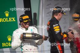 Race winner Lewis Hamilton (GBR) Mercedes AMG F1 celebrates on the podium. 04.08.2019. Formula 1 World Championship, Rd 12, Hungarian Grand Prix, Budapest, Hungary, Race Day.