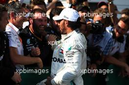 Race winner Lewis Hamilton (GBR) Mercedes AMG F1 celebrates with the team in parc ferme. 04.08.2019. Formula 1 World Championship, Rd 12, Hungarian Grand Prix, Budapest, Hungary, Race Day.