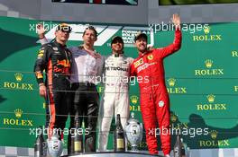 The podium (L to R): Max Verstappen (NLD) Red Bull Racing, second; James Vowles (GBR) Mercedes AMG F1 Chief Strategist; Lewis Hamilton (GBR) Mercedes AMG F1, race winner; Sebastian Vettel (GER) Ferrari, third. 04.08.2019. Formula 1 World Championship, Rd 12, Hungarian Grand Prix, Budapest, Hungary, Race Day.