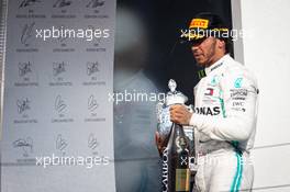 Race winner Lewis Hamilton (GBR) Mercedes AMG F1 celebrates on the podium. 04.08.2019. Formula 1 World Championship, Rd 12, Hungarian Grand Prix, Budapest, Hungary, Race Day.