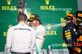 Race winner Lewis Hamilton (GBR) Mercedes AMG F1 celebrates on the podium with James Vowles (GBR) Mercedes AMG F1 Chief Strategist. 04.08.2019. Formula 1 World Championship, Rd 12, Hungarian Grand Prix, Budapest, Hungary, Race Day.