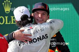 Race winner Lewis Hamilton (GBR) Mercedes AMG F1 celebrates in parc ferme with Max Verstappen (NLD) Red Bull Racing. 04.08.2019. Formula 1 World Championship, Rd 12, Hungarian Grand Prix, Budapest, Hungary, Race Day.