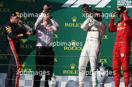 1st place Lewis Hamilton (GBR) Mercedes AMG F1 W10, 2nd place Max Verstappen (NLD) Red Bull Racing RB15 and 3rd place Sebastian Vettel (GER) Ferrari SF90. 04.08.2019. Formula 1 World Championship, Rd 12, Hungarian Grand Prix, Budapest, Hungary, Race Day.