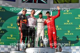 The podium (L to R): Max Verstappen (NLD) Red Bull Racing, second; James Vowles (GBR) Mercedes AMG F1 Chief Strategist; Lewis Hamilton (GBR) Mercedes AMG F1, race winner; Sebastian Vettel (GER) Ferrari, third. 04.08.2019. Formula 1 World Championship, Rd 12, Hungarian Grand Prix, Budapest, Hungary, Race Day.