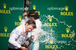 Race winner Lewis Hamilton (GBR) Mercedes AMG F1 celebrates on the podium with James Vowles (GBR) Mercedes AMG F1 Chief Strategist. 04.08.2019. Formula 1 World Championship, Rd 12, Hungarian Grand Prix, Budapest, Hungary, Race Day.
