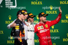 The podium (L to R): Max Verstappen (NLD) Red Bull Racing, second; James Vowles (GBR) Mercedes AMG F1 Chief Strategist; Lewis Hamilton (GBR) Mercedes AMG F1, race winner; Sebastian Vettel (GER) Ferrari, third. 04.08.2019. Formula 1 World Championship, Rd 12, Hungarian Grand Prix, Budapest, Hungary, Race Day.