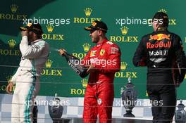 1st place Lewis Hamilton (GBR) Mercedes AMG F1 W10, 2nd place Max Verstappen (NLD) Red Bull Racing RB15 and 3rd place Sebastian Vettel (GER) Ferrari SF90. 04.08.2019. Formula 1 World Championship, Rd 12, Hungarian Grand Prix, Budapest, Hungary, Race Day.