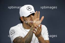 Lewis Hamilton (GBR) Mercedes AMG F1 in the post race FIA Press Conference. 04.08.2019. Formula 1 World Championship, Rd 12, Hungarian Grand Prix, Budapest, Hungary, Race Day.