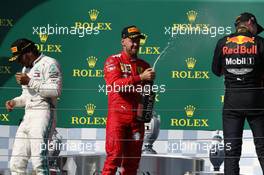 1st place Lewis Hamilton (GBR) Mercedes AMG F1 W10, 2nd place Max Verstappen (NLD) Red Bull Racing RB15 and 3rd place Sebastian Vettel (GER) Ferrari SF90. 04.08.2019. Formula 1 World Championship, Rd 12, Hungarian Grand Prix, Budapest, Hungary, Race Day.