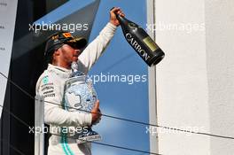 Race winner Lewis Hamilton (GBR) Mercedes AMG F1 celebrates on the podium. 04.08.2019. Formula 1 World Championship, Rd 12, Hungarian Grand Prix, Budapest, Hungary, Race Day.