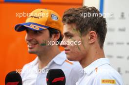 Lando Norris (GBR) McLaren and team mate Carlos Sainz Jr (ESP) McLaren. 03.08.2019. Formula 1 World Championship, Rd 12, Hungarian Grand Prix, Budapest, Hungary, Qualifying Day.