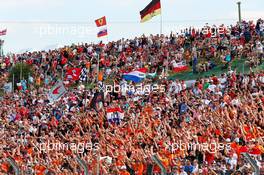 Circuit atmosphere - Max Verstappen (NLD) Red Bull Racing fans in the grandstand. 03.08.2019. Formula 1 World Championship, Rd 12, Hungarian Grand Prix, Budapest, Hungary, Qualifying Day.