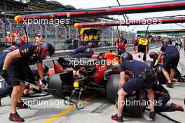 Max Verstappen (NLD) Red Bull Racing RB15 practices a pit stop. 03.08.2019. Formula 1 World Championship, Rd 12, Hungarian Grand Prix, Budapest, Hungary, Qualifying Day.