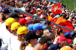Circuit atmosphere - fans in the grandstand and a Ferrari flag. 03.08.2019. Formula 1 World Championship, Rd 12, Hungarian Grand Prix, Budapest, Hungary, Qualifying Day.