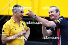 (L to R): Nick Chester (GBR) Renault F1 Team Chassis Technical Director with Paul Monaghan (GBR) Red Bull Racing Chief Engineer. 04.08.2019. Formula 1 World Championship, Rd 12, Hungarian Grand Prix, Budapest, Hungary, Race Day.