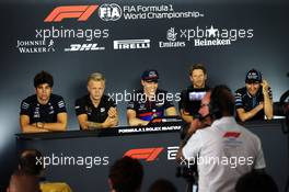The FIA Press Conference (L to R): Lance Stroll (CDN) Racing Point F1 Team; Kevin Magnussen (DEN) Haas F1 Team; Daniil Kvyat (RUS) Scuderia Toro Rosso; Romain Grosjean (FRA) Haas F1 Team; Robert Kubica (POL) Williams Racing. 01.08.2019. Formula 1 World Championship, Rd 12, Hungarian Grand Prix, Budapest, Hungary, Preparation Day.