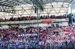 Circuit atmosphere - Robert Kubica (POL) Williams Racing fans in the grandstand. 01.08.2019. Formula 1 World Championship, Rd 12, Hungarian Grand Prix, Budapest, Hungary, Preparation Day.