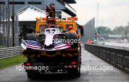 The Racing Point F1 Team RP19 of Sergio Perez (MEX) Racing Point F1 Team is recovered back to the pits on the back of a truck after he crashed in the first practice session. 06.09.2019. Formula 1 World Championship, Rd 14, Italian Grand Prix, Monza, Italy, Practice Day.