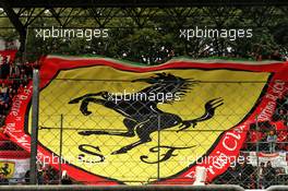 Circuit atmosphere - large Ferrari flag with fans in the grandstand. 06.09.2019. Formula 1 World Championship, Rd 14, Italian Grand Prix, Monza, Italy, Practice Day.
