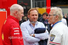 (L to R): Jock Clear (GBR) Ferrari Engineering Director with Patrick LeMarie (CDN) and Jacques Villeneuve (CDN). 06.09.2019. Formula 1 World Championship, Rd 14, Italian Grand Prix, Monza, Italy, Practice Day.