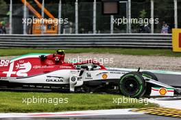 Antonio Giovinazzi (ITA) Alfa Romeo Racing C38 spins. 06.09.2019. Formula 1 World Championship, Rd 14, Italian Grand Prix, Monza, Italy, Practice Day.
