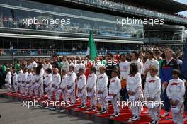 The Drivers during the Italian National Anthem. 08.09.2019. Formula 1 World Championship, Rd 14, Italian Grand Prix, Monza, Italy, Race Day.