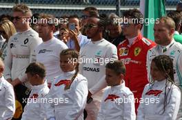 Sebastian Vettel (GER) Ferrari SF90 with Lewis Hamilton (GBR) Mercedes AMG F1 W10, Charles Leclerc (MON) Ferrari SF90 and Valtteri Bottas (FIN) Mercedes AMG F1 W10. 08.09.2019. Formula 1 World Championship, Rd 14, Italian Grand Prix, Monza, Italy, Race Day.