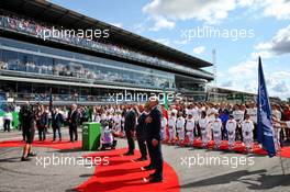 The grid observes the national anthem. 08.09.2019. Formula 1 World Championship, Rd 14, Italian Grand Prix, Monza, Italy, Race Day.