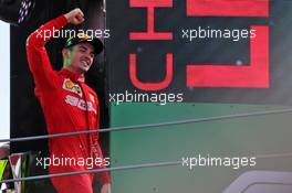 Charles Leclerc (MON) Ferrari celebrates on the podium. 08.09.2019. Formula 1 World Championship, Rd 14, Italian Grand Prix, Monza, Italy, Race Day.