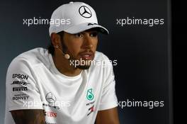 Lewis Hamilton (GBR) Mercedes AMG F1 in the post race FIA Press Conference. 08.09.2019. Formula 1 World Championship, Rd 14, Italian Grand Prix, Monza, Italy, Race Day.
