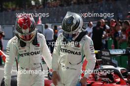 Lewis Hamilton (GBR) Mercedes AMG F1 W10 with Valtteri Bottas (FIN) Mercedes AMG F1 W10 and Charles Leclerc (MON) Ferrari SF90. 08.09.2019. Formula 1 World Championship, Rd 14, Italian Grand Prix, Monza, Italy, Race Day.