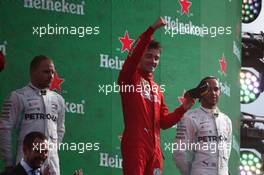 1st place for Charles Leclerc (MON) Ferrari SF90, 2nd for Valtteri Bottas (FIN) Mercedes AMG F1 W10 and 3rd for Lewis Hamilton (GBR) Mercedes AMG F1 W10. 08.09.2019. Formula 1 World Championship, Rd 14, Italian Grand Prix, Monza, Italy, Race Day.