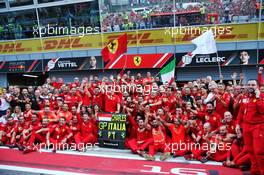 Race winner Charles Leclerc (MON) Ferrari celebrates with the team. 08.09.2019. Formula 1 World Championship, Rd 14, Italian Grand Prix, Monza, Italy, Race Day.