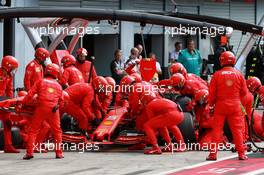 Sebastian Vettel (GER) Ferrari SF90 makes a pit stop to replace a broken front wing. 08.09.2019. Formula 1 World Championship, Rd 14, Italian Grand Prix, Monza, Italy, Race Day.