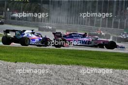 Lance Stroll (CDN) Racing Point F1 Team RP19 returns to the circuit ahead of Pierre Gasly (FRA) Scuderia Toro Rosso STR14 after spinning during the race. 08.09.2019. Formula 1 World Championship, Rd 14, Italian Grand Prix, Monza, Italy, Race Day.