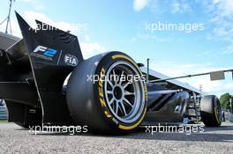 2020 Pirelli F1 18 inch tyres on an F2 car. 07.09.2019. Formula 1 World Championship, Rd 14, Italian Grand Prix, Monza, Italy, Qualifying Day.