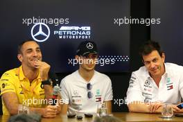 Cyril Abiteboul (FRA), Renault Sport F1 Managing Director, Esteban Ocon (FRA), Mercedes AMG F1 and Toto Wolff (GER), Mercedes AMG F1 Shareholder and Executive Director  07.09.2019. Formula 1 World Championship, Rd 14, Italian Grand Prix, Monza, Italy, Qualifying Day.