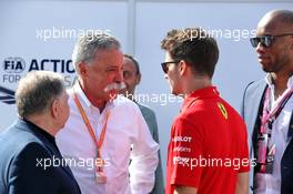 (L to R): Jean Todt (FRA) FIA President with Chase Carey (USA) Formula One Group Chairman; Jean Todt (FRA) FIA President and Didier Drogba (CIV) Former Football Player, at an FIA Road Safety Campaign. 07.09.2019. Formula 1 World Championship, Rd 14, Italian Grand Prix, Monza, Italy, Qualifying Day.