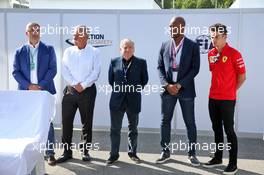 (L to R): Giovanni Uboldi (ITA) IGP Decaux Commercial and Marketing Director; Chase Carey (USA) Formula One Group Chairman; Jean Todt (FRA) FIA President; Didier Drogba (CIV) Former Football Player; Charles Leclerc (MON) Ferrari, at an FIA Road Safety Campaign. 07.09.2019. Formula 1 World Championship, Rd 14, Italian Grand Prix, Monza, Italy, Qualifying Day.
