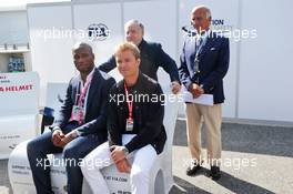 (L to R): Didier Drogba (CIV) Former Football Player and Nico Rosberg (GER); Jean Todt (FRA) FIA President, and Dr. Angelo Sticchi Damiani (ITA) Aci Csai President; at an FIA Road Safety Campaign. 07.09.2019. Formula 1 World Championship, Rd 14, Italian Grand Prix, Monza, Italy, Qualifying Day.
