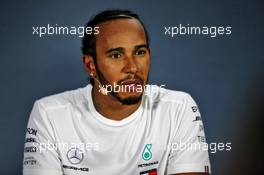 Lewis Hamilton (GBR) Mercedes AMG F1 in the post qualifying FIA Press Conference. 07.09.2019. Formula 1 World Championship, Rd 14, Italian Grand Prix, Monza, Italy, Qualifying Day.