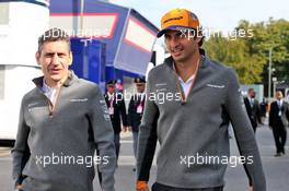 Carlos Sainz Jr (ESP) McLaren with Andrea Stella (ITA) McLaren Performance Director. 07.09.2019. Formula 1 World Championship, Rd 14, Italian Grand Prix, Monza, Italy, Qualifying Day.